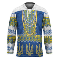 Ukraine Vyshyvanka Motif Hockey Jersey Ukrainian Coat Of Arms Rose Patterns - Wonder Print Shop