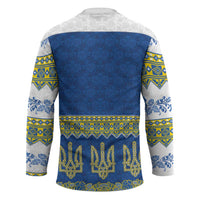 Ukraine Vyshyvanka Motif Hockey Jersey Ukrainian Coat Of Arms Rose Patterns - Wonder Print Shop