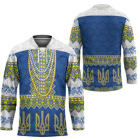 Ukraine Vyshyvanka Motif Hockey Jersey Ukrainian Coat Of Arms Rose Patterns - Wonder Print Shop