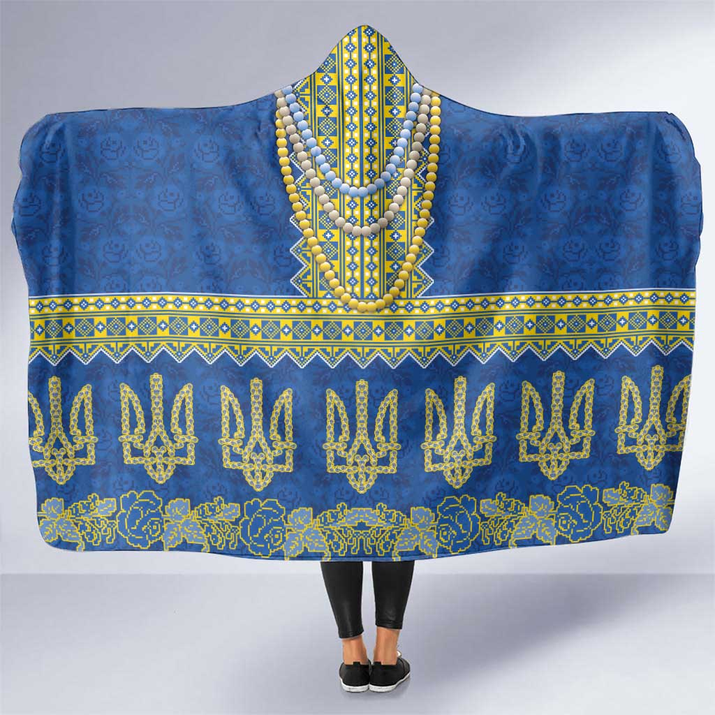 Ukraine Vyshyvanka Motif Hooded Blanket Ukrainian Coat Of Arms Rose Patterns - Wonder Print Shop