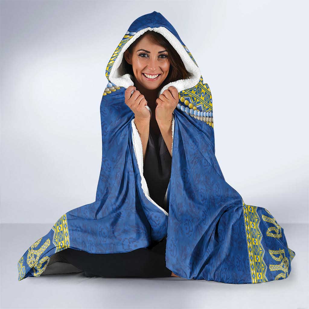 Ukraine Vyshyvanka Motif Hooded Blanket Ukrainian Coat Of Arms Rose Patterns - Wonder Print Shop