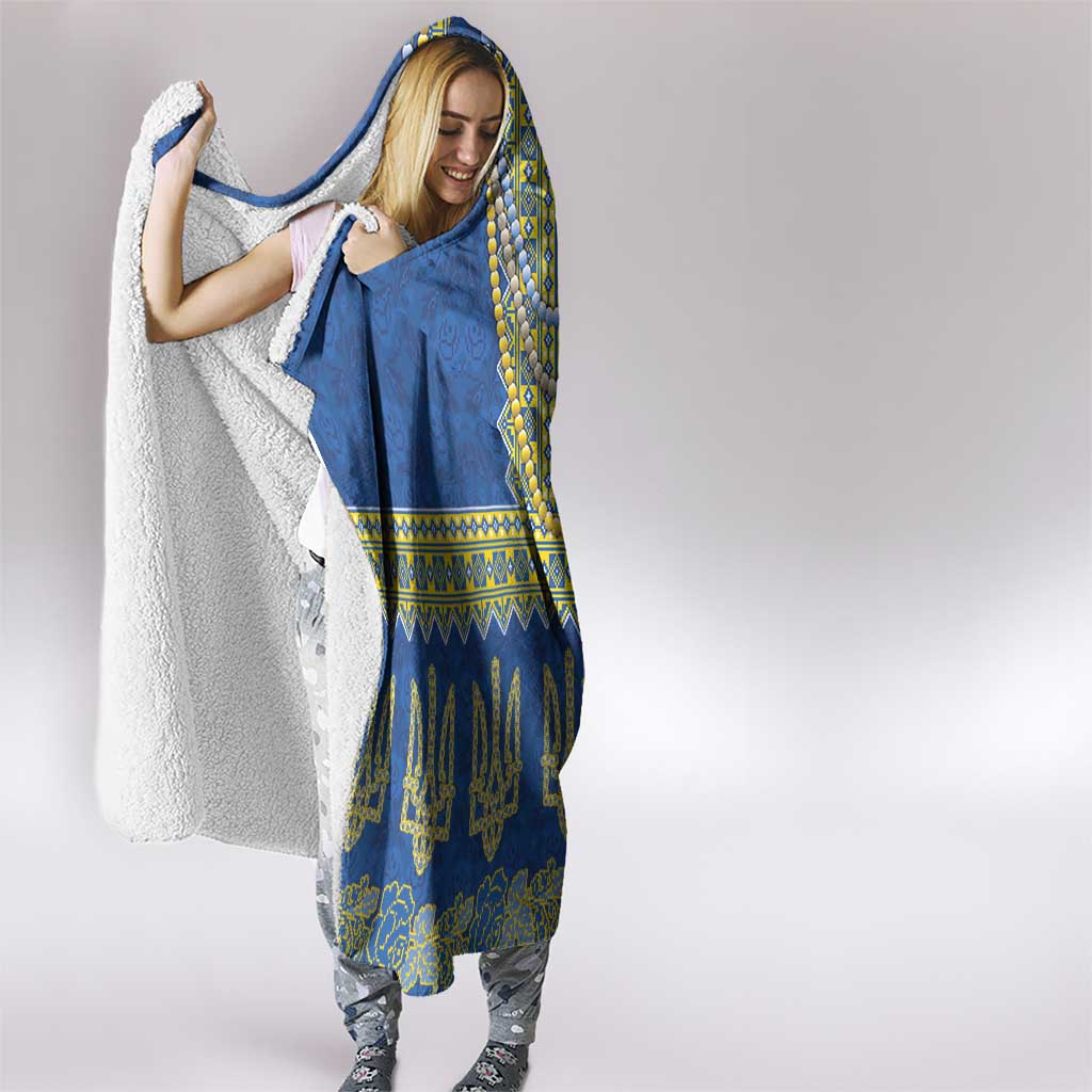 Ukraine Vyshyvanka Motif Hooded Blanket Ukrainian Coat Of Arms Rose Patterns - Wonder Print Shop