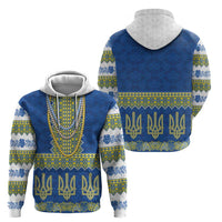 Ukraine Vyshyvanka Motif Hoodie Ukrainian Coat Of Arms Rose Patterns - Wonder Print Shop