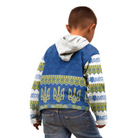 Ukraine Vyshyvanka Motif Kid Hoodie Ukrainian Coat Of Arms Rose Patterns - Wonder Print Shop