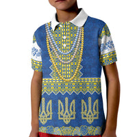 Ukraine Vyshyvanka Motif Kid Polo Shirt Ukrainian Coat Of Arms Rose Patterns - Wonder Print Shop