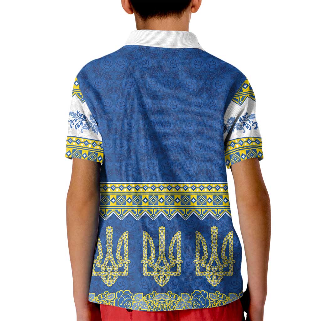 Ukraine Vyshyvanka Motif Kid Polo Shirt Ukrainian Coat Of Arms Rose Patterns - Wonder Print Shop