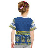 Ukraine Vyshyvanka Motif Kid T Shirt Ukrainian Coat Of Arms Rose Patterns - Wonder Print Shop