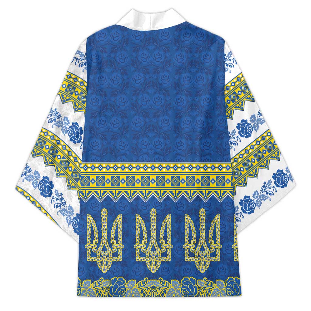 Ukraine Vyshyvanka Motif Kimono Ukrainian Coat Of Arms Rose Patterns - Wonder Print Shop