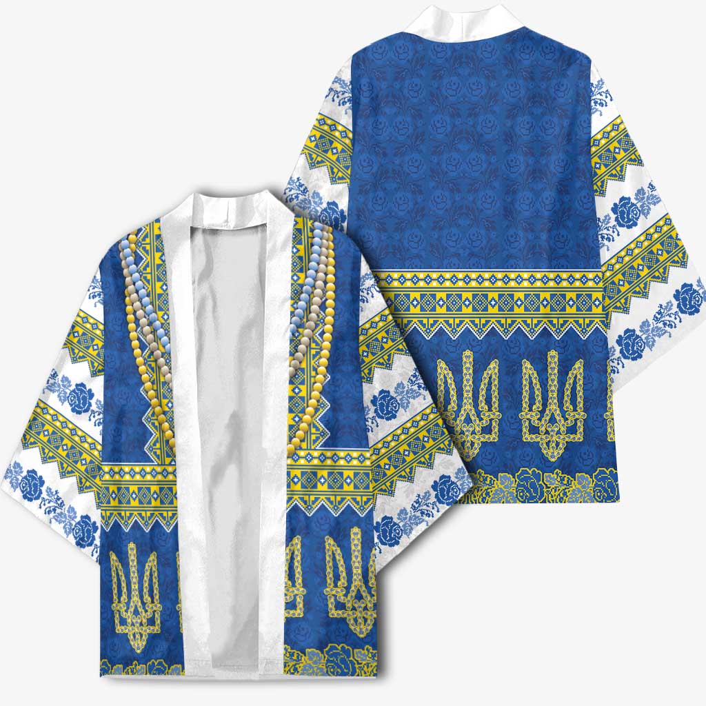 Ukraine Vyshyvanka Motif Kimono Ukrainian Coat Of Arms Rose Patterns - Wonder Print Shop