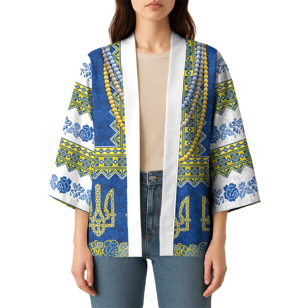 Ukraine Vyshyvanka Motif Kimono Ukrainian Coat Of Arms Rose Patterns - Wonder Print Shop