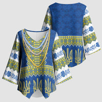 Ukraine Vyshyvanka Motif Kimono Sleeve Blouse Ukrainian Coat Of Arms Rose Patterns - Wonder Print Shop