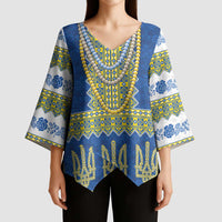Ukraine Vyshyvanka Motif Kimono Sleeve Blouse Ukrainian Coat Of Arms Rose Patterns - Wonder Print Shop