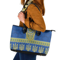 Ukraine Vyshyvanka Motif Leather Tote Bag Ukrainian Coat Of Arms Rose Patterns - Wonder Print Shop