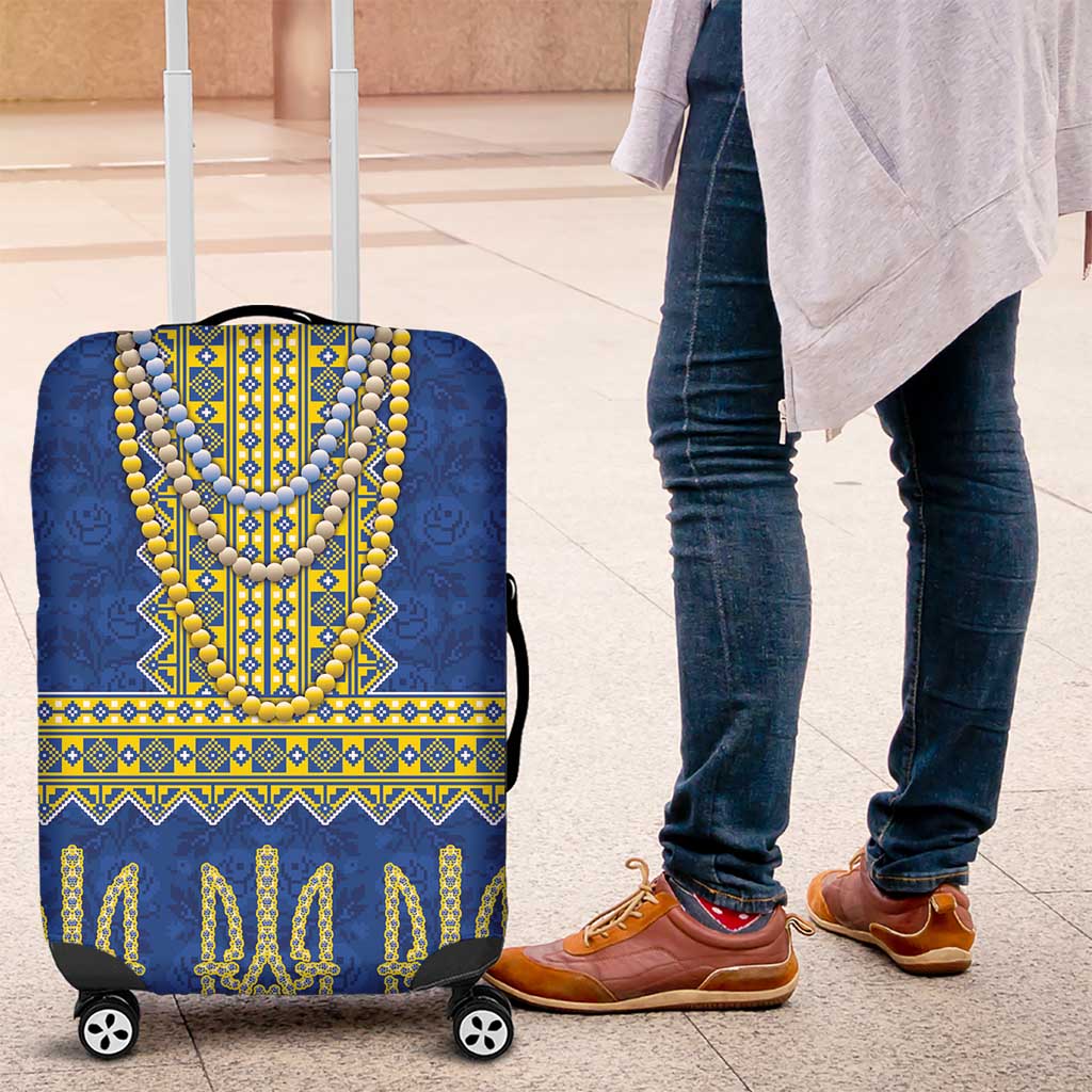 Ukraine Vyshyvanka Motif Luggage Cover Ukrainian Coat Of Arms Rose Patterns - Wonder Print Shop