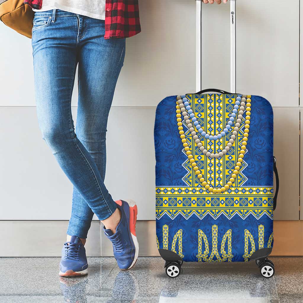 Ukraine Vyshyvanka Motif Luggage Cover Ukrainian Coat Of Arms Rose Patterns - Wonder Print Shop