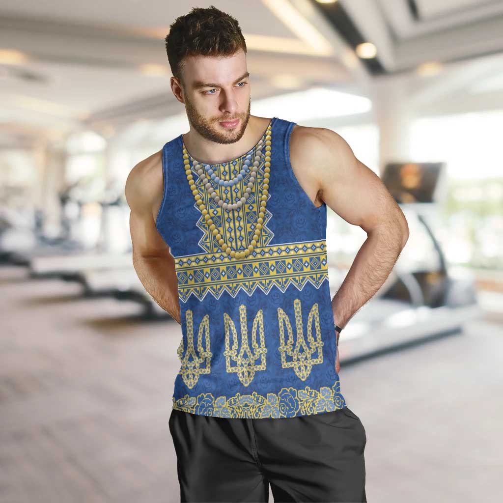Ukraine Vyshyvanka Motif Men Tank Top Ukrainian Coat Of Arms Rose Patterns - Wonder Print Shop
