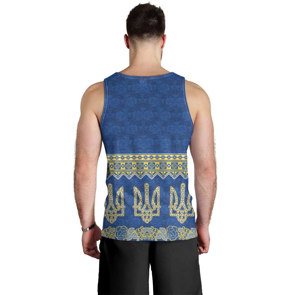 Ukraine Vyshyvanka Motif Men Tank Top Ukrainian Coat Of Arms Rose Patterns - Wonder Print Shop