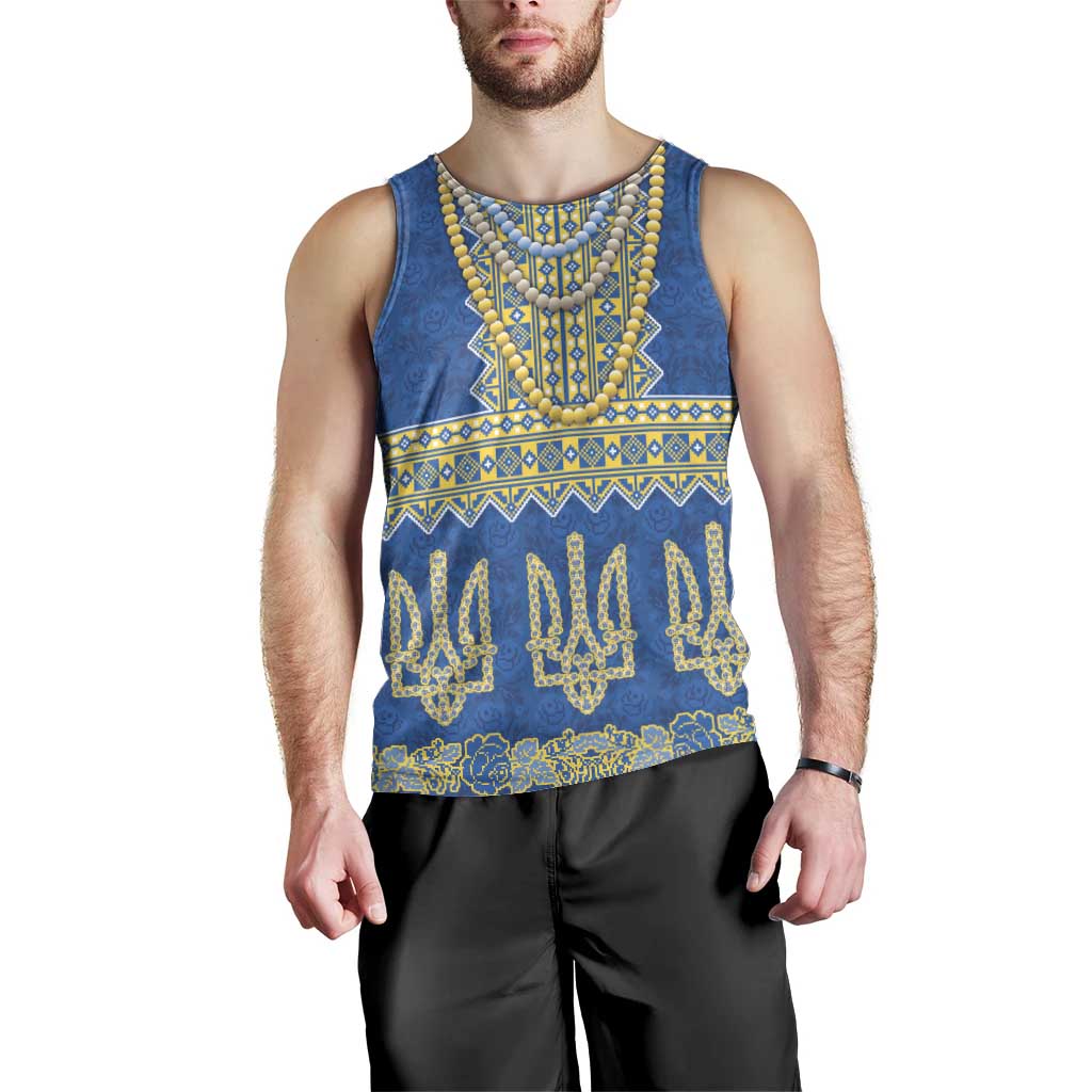 Ukraine Vyshyvanka Motif Men Tank Top Ukrainian Coat Of Arms Rose Patterns - Wonder Print Shop