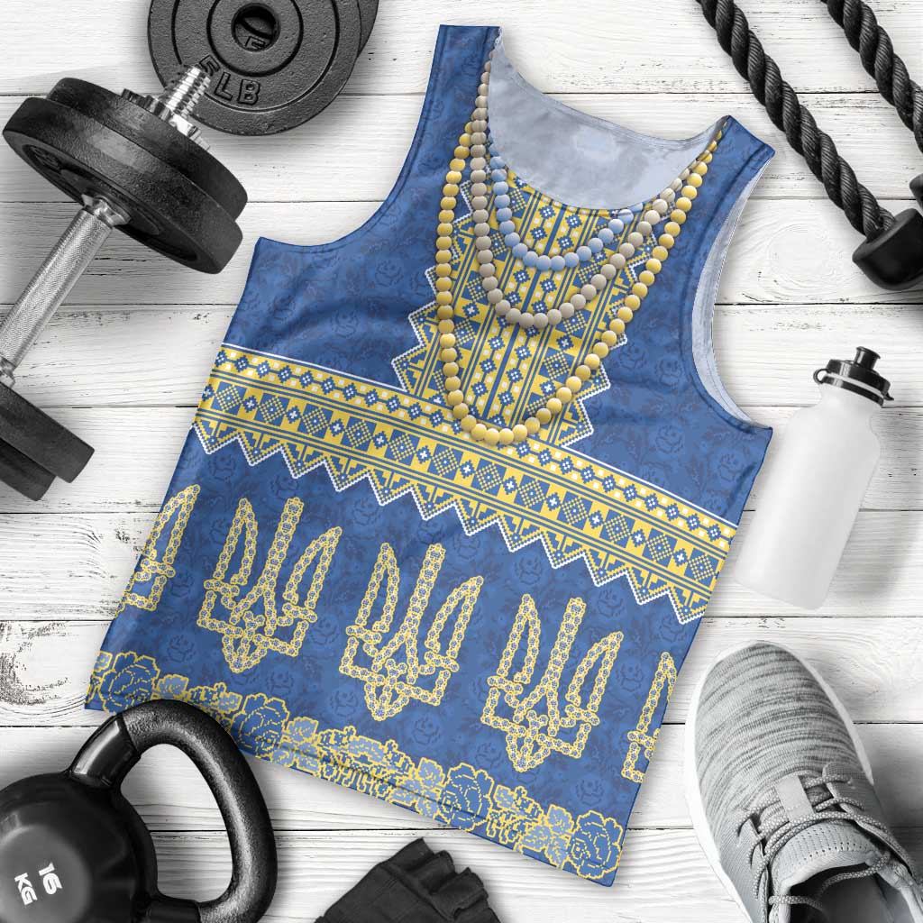 Ukraine Vyshyvanka Motif Men Tank Top Ukrainian Coat Of Arms Rose Patterns - Wonder Print Shop
