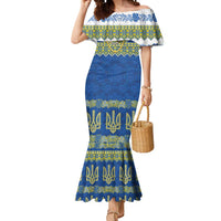 Ukraine Vyshyvanka Motif Mermaid Dress Ukrainian Coat Of Arms Rose Patterns - Wonder Print Shop