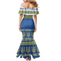 Ukraine Vyshyvanka Motif Mermaid Dress Ukrainian Coat Of Arms Rose Patterns - Wonder Print Shop