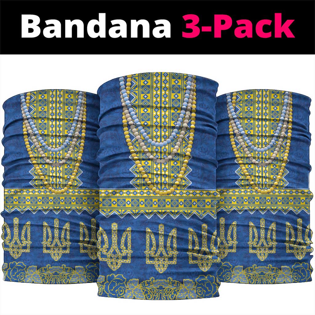 Ukraine Vyshyvanka Motif Neck Gaiter Ukrainian Coat Of Arms Rose Patterns - Wonder Print Shop