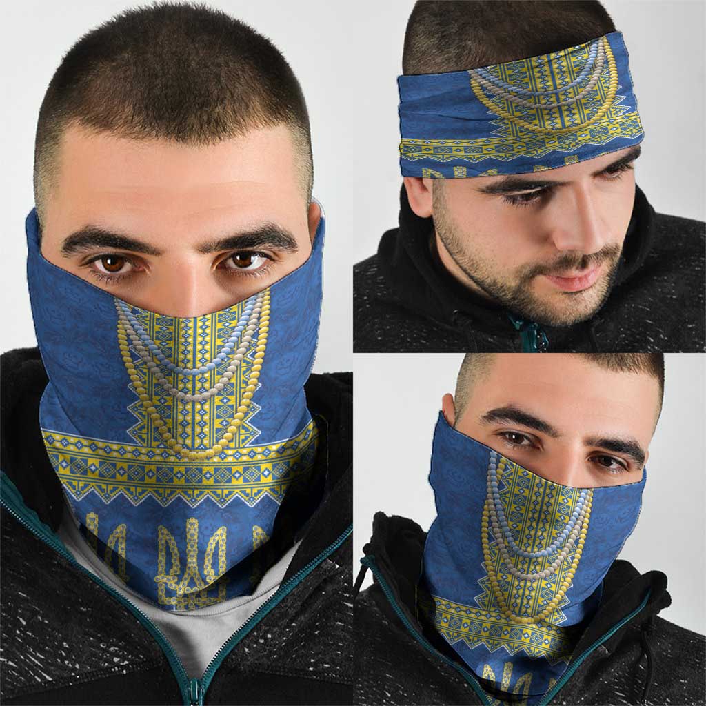 Ukraine Vyshyvanka Motif Neck Gaiter Ukrainian Coat Of Arms Rose Patterns - Wonder Print Shop