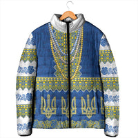 Ukraine Vyshyvanka Motif Padded Jacket Ukrainian Coat Of Arms Rose Patterns - Wonder Print Shop