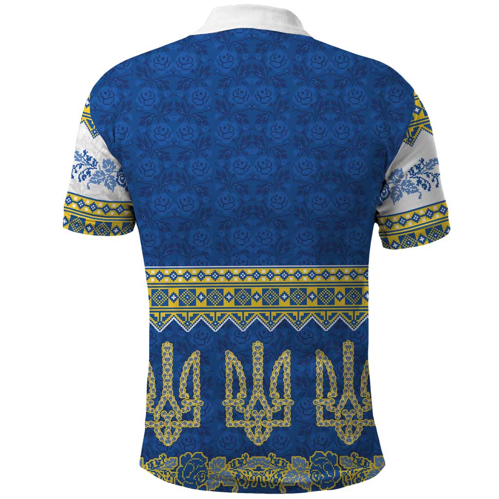 Ukraine Vyshyvanka Motif Polo Shirt Ukrainian Coat Of Arms Rose Patterns - Wonder Print Shop