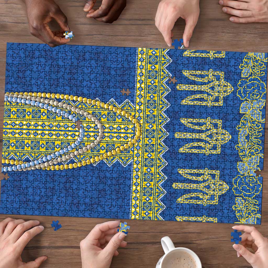 Ukraine Vyshyvanka Motif Puzzle Ukrainian Coat Of Arms Rose Patterns - Wonder Print Shop