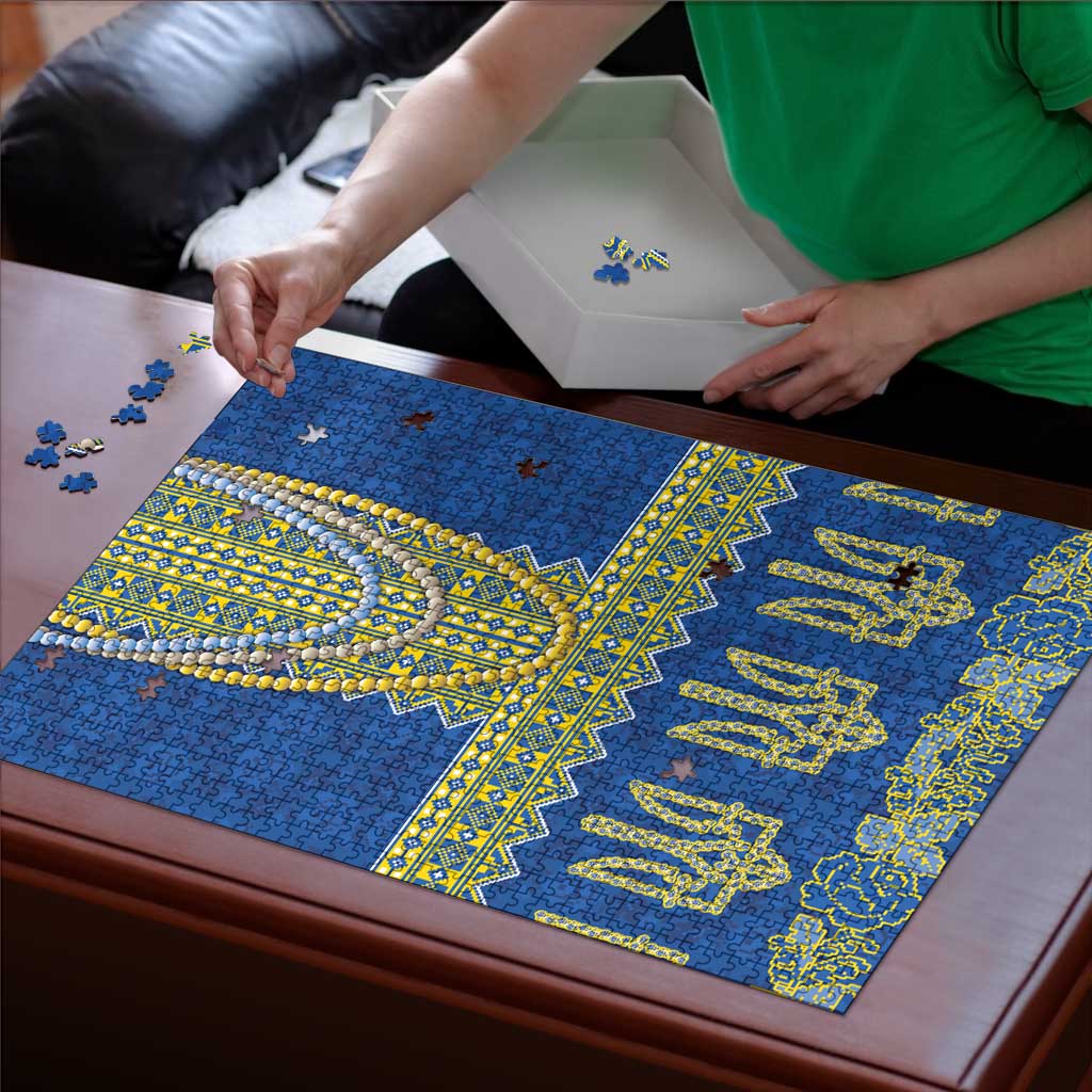 Ukraine Vyshyvanka Motif Puzzle Ukrainian Coat Of Arms Rose Patterns - Wonder Print Shop