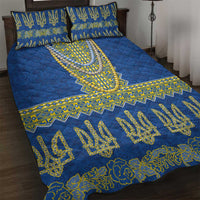 Ukraine Vyshyvanka Motif Quilt Bed Set Ukrainian Coat Of Arms Rose Patterns - Wonder Print Shop