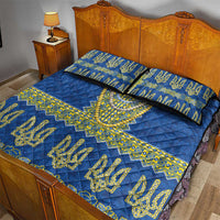Ukraine Vyshyvanka Motif Quilt Bed Set Ukrainian Coat Of Arms Rose Patterns - Wonder Print Shop