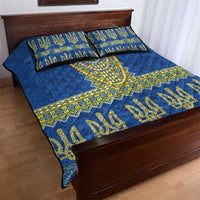 Ukraine Vyshyvanka Motif Quilt Bed Set Ukrainian Coat Of Arms Rose Patterns - Wonder Print Shop