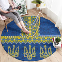 Ukraine Vyshyvanka Motif Round Carpet Ukrainian Coat Of Arms Rose Patterns - Wonder Print Shop