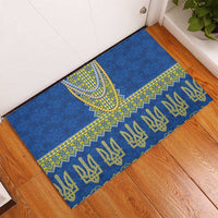 Ukraine Vyshyvanka Motif Rubber Doormat Ukrainian Coat Of Arms Rose Patterns - Wonder Print Shop