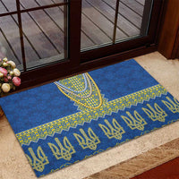Ukraine Vyshyvanka Motif Rubber Doormat Ukrainian Coat Of Arms Rose Patterns - Wonder Print Shop