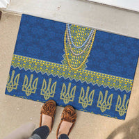 Ukraine Vyshyvanka Motif Rubber Doormat Ukrainian Coat Of Arms Rose Patterns - Wonder Print Shop