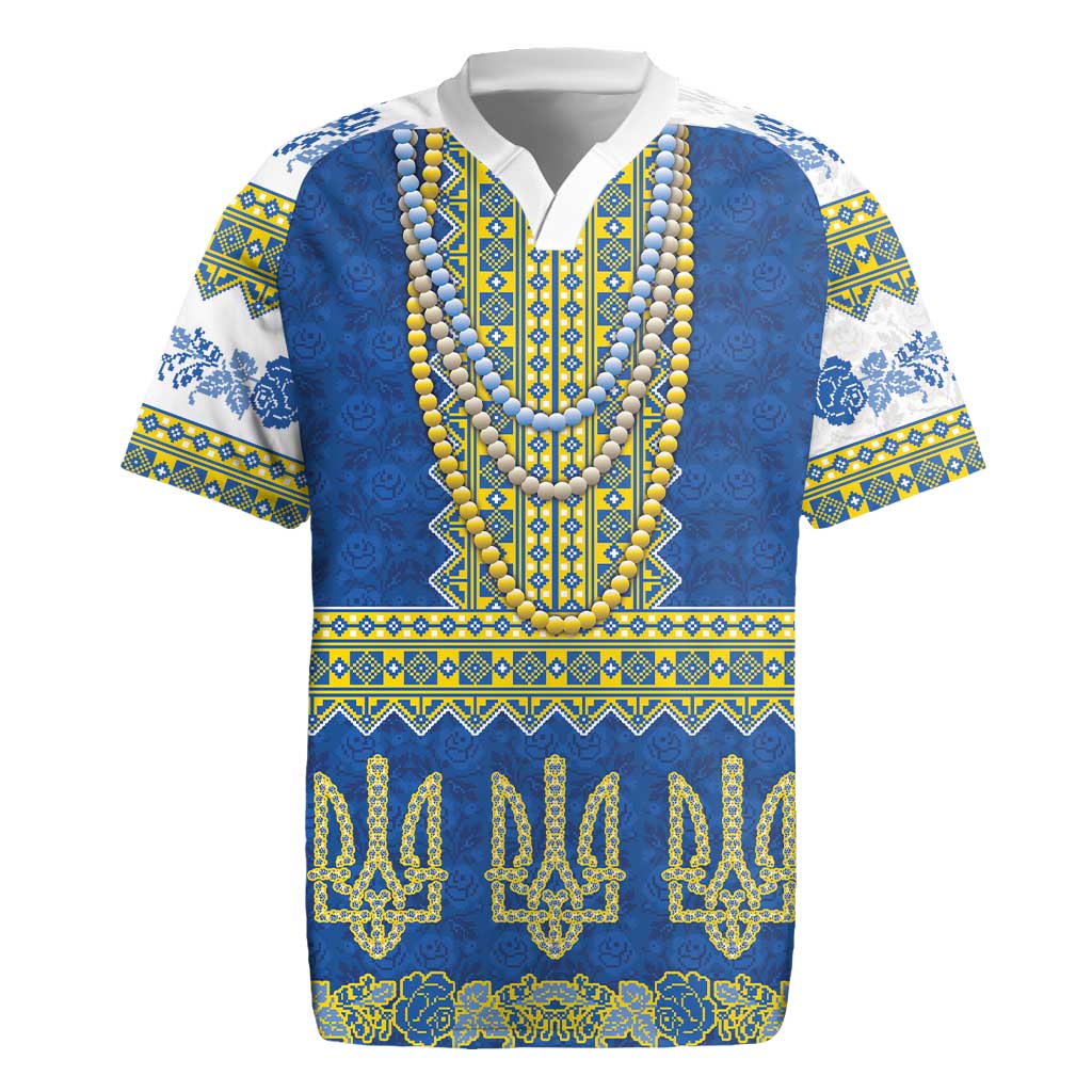 Ukraine Vyshyvanka Motif Rugby Jersey Ukrainian Coat Of Arms Rose Patterns - Wonder Print Shop