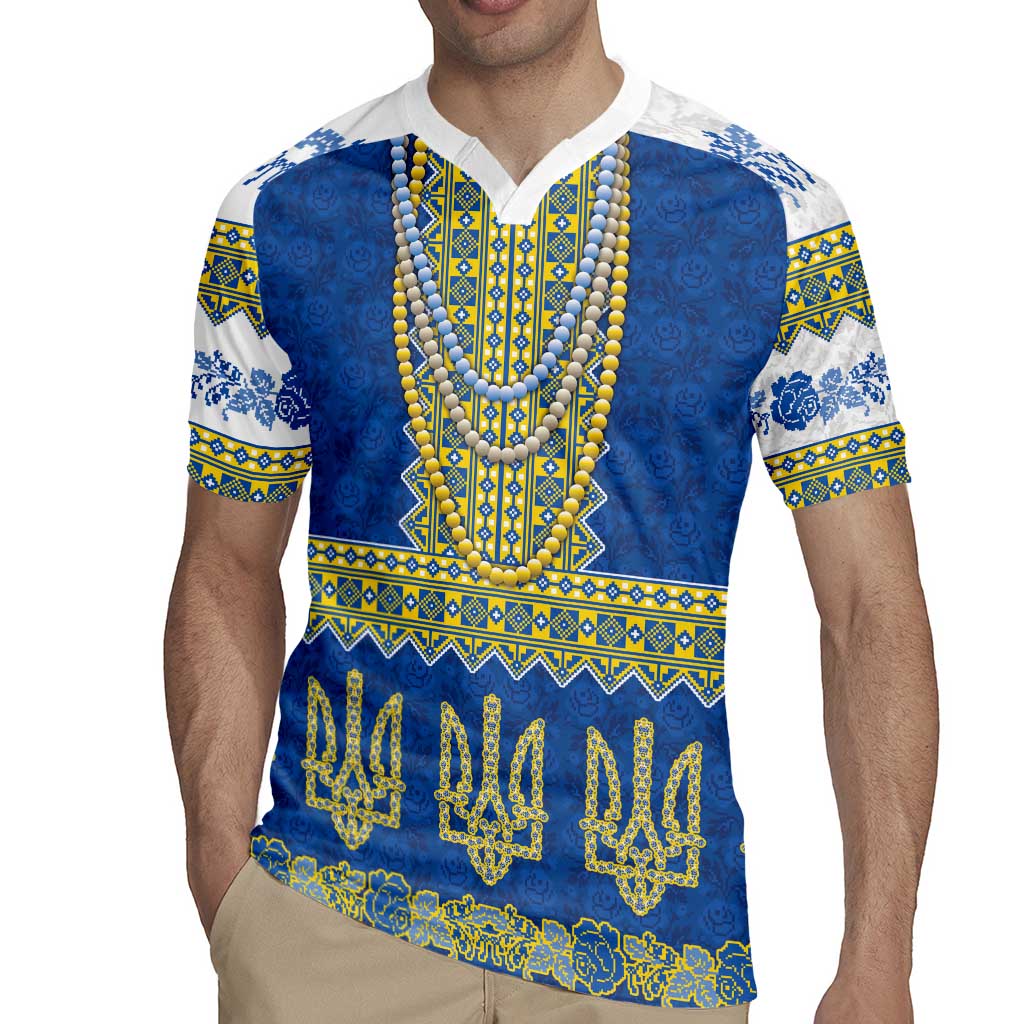 Ukraine Vyshyvanka Motif Rugby Jersey Ukrainian Coat Of Arms Rose Patterns - Wonder Print Shop