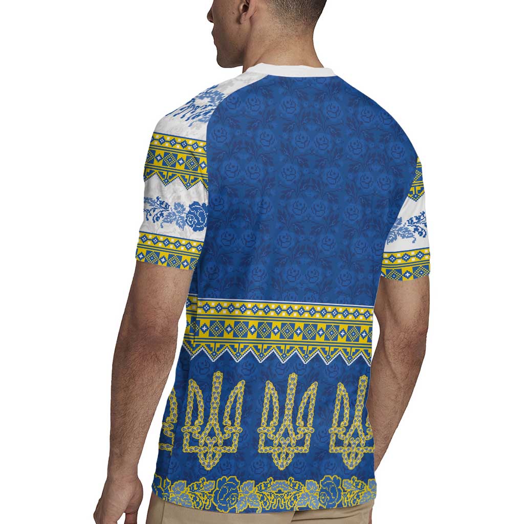Ukraine Vyshyvanka Motif Rugby Jersey Ukrainian Coat Of Arms Rose Patterns - Wonder Print Shop