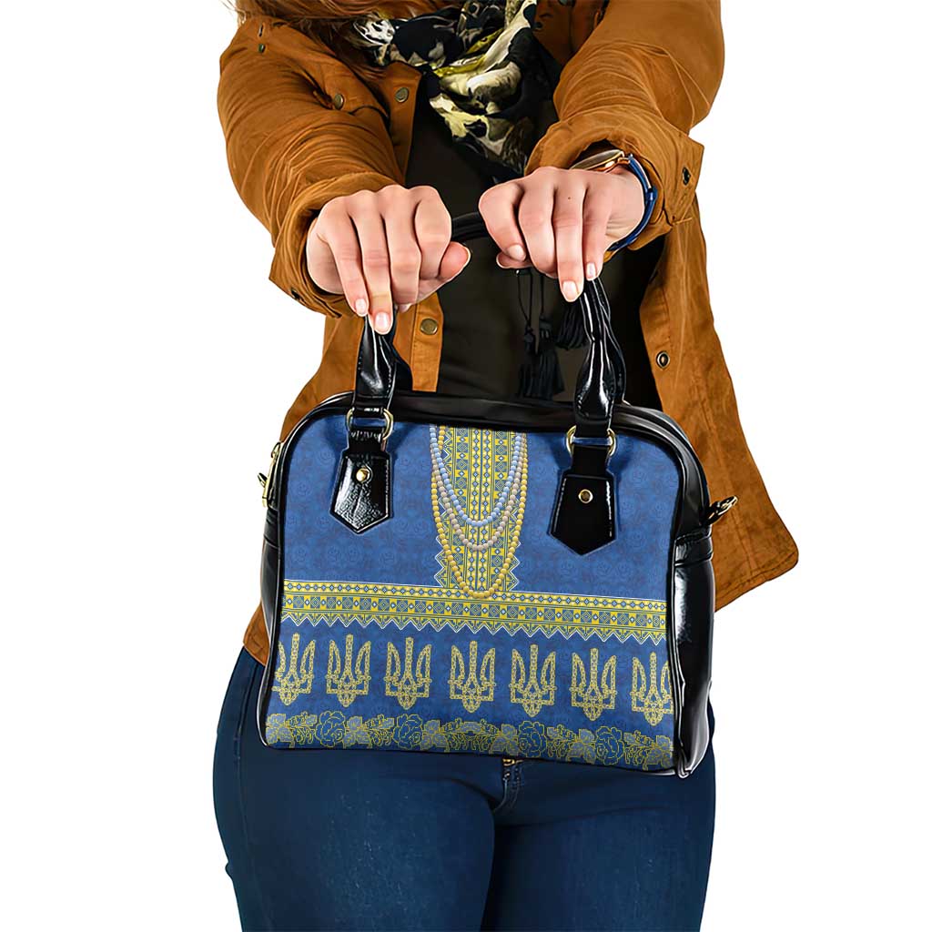 Ukraine Vyshyvanka Motif Shoulder Handbag Ukrainian Coat Of Arms Rose Patterns - Wonder Print Shop