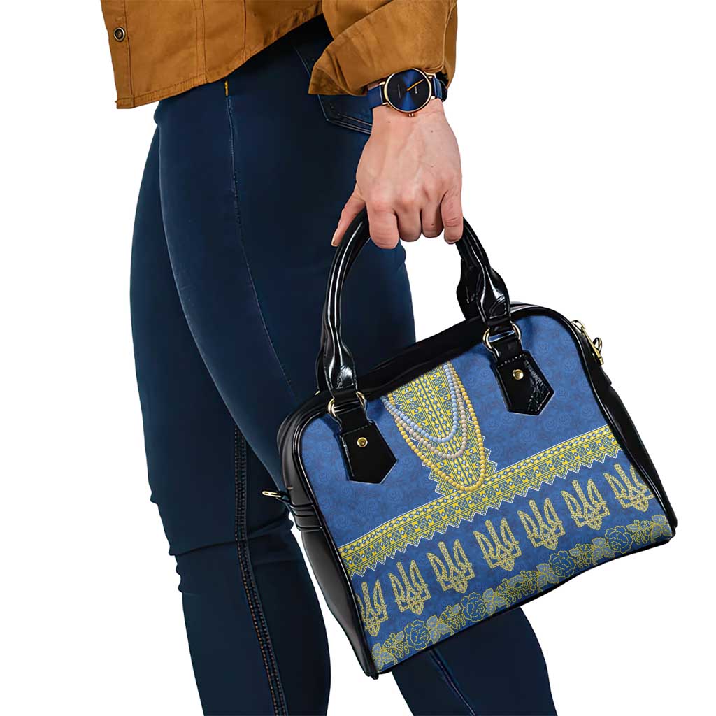 Ukraine Vyshyvanka Motif Shoulder Handbag Ukrainian Coat Of Arms Rose Patterns - Wonder Print Shop
