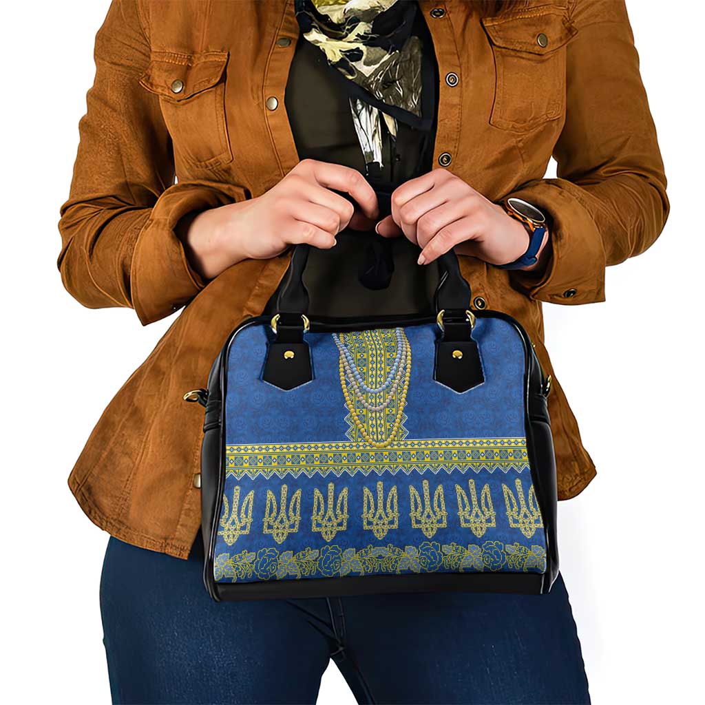 Ukraine Vyshyvanka Motif Shoulder Handbag Ukrainian Coat Of Arms Rose Patterns - Wonder Print Shop