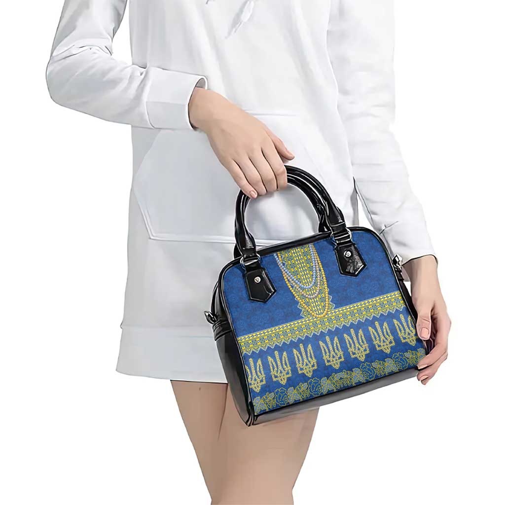 Ukraine Vyshyvanka Motif Shoulder Handbag Ukrainian Coat Of Arms Rose Patterns - Wonder Print Shop