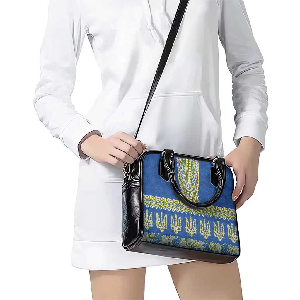Ukraine Vyshyvanka Motif Shoulder Handbag Ukrainian Coat Of Arms Rose Patterns - Wonder Print Shop