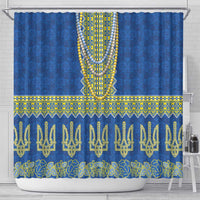 Ukraine Vyshyvanka Motif Shower Curtain Ukrainian Coat Of Arms Rose Patterns - Wonder Print Shop