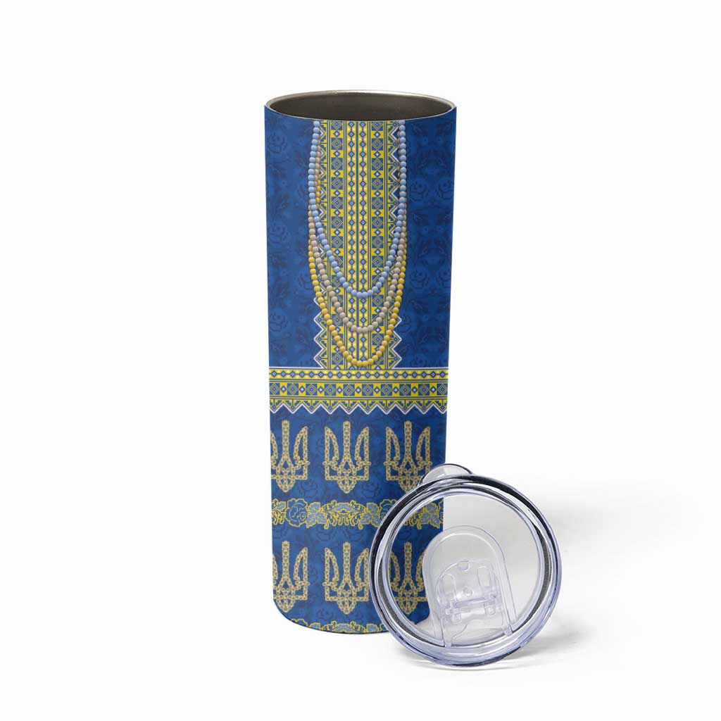 Ukraine Vyshyvanka Motif Skinny Tumbler Ukrainian Coat Of Arms Rose Patterns - Wonder Print Shop