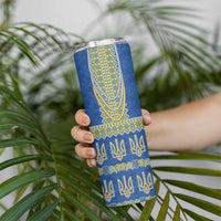 Ukraine Vyshyvanka Motif Skinny Tumbler Ukrainian Coat Of Arms Rose Patterns - Wonder Print Shop
