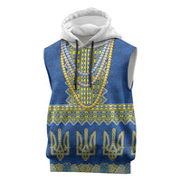 Ukraine Vyshyvanka Motif Sleeveless Hoodie Ukrainian Coat Of Arms Rose Patterns - Wonder Print Shop